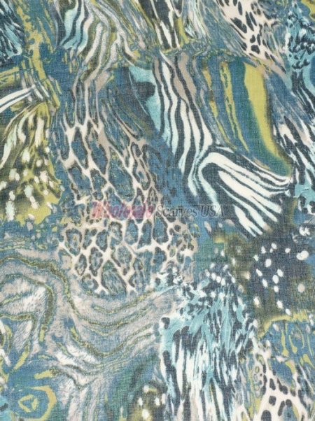 (image for) Premium Pattern Print Scarf S0138 Green