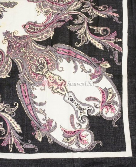 (image for) Premium Wool Blend Print Wrap S0141 Black