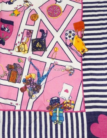 (image for) Premium Wool Blend Print Scarf S0145 Navy