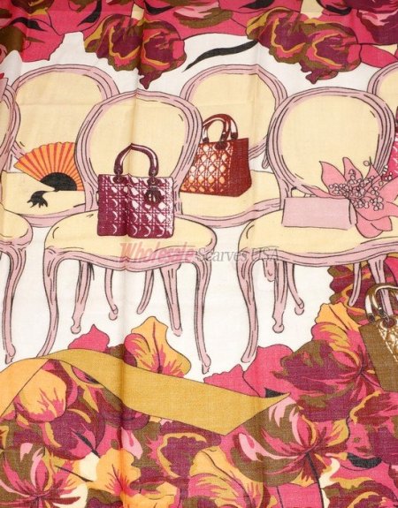 (image for) Premium Wool Blend Print Scarf S0146 Hot Pink