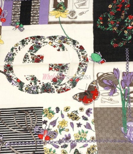 (image for) Premium Wool Blend Print Scarf S0147 Black
