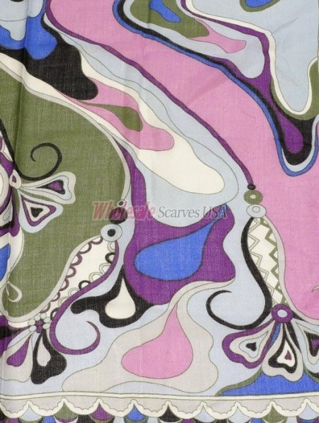 (image for) Premium Wool Blend Print Scarf S0148 Purple