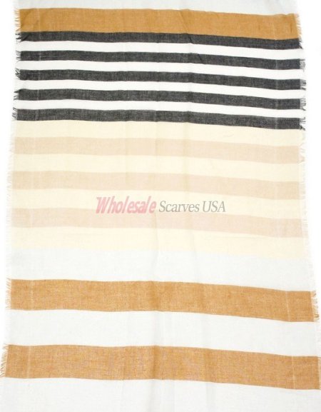 (image for) Premium Strip Print Scarf S0150 Brown