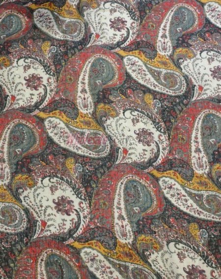 (image for) Premium Paisley Floral Print Scarf S0156 Red