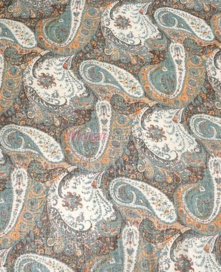 (image for) Premium Paisley Floral Print Scarf S0156 Green