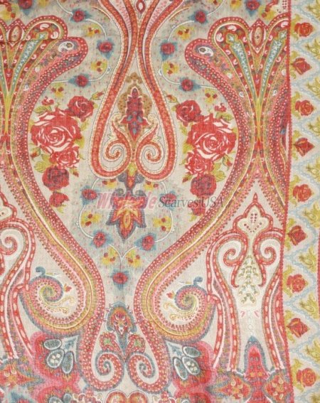 (image for) Premium Floral Print Scarf S0161 Red