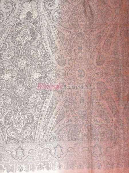 (image for) Premium Pattern Print Shawl S0162 Brown