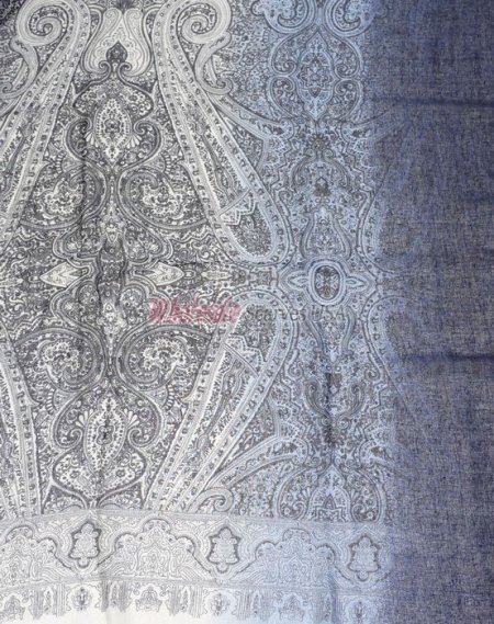 (image for) Premium Pattern Print Shawl S0162 Navy