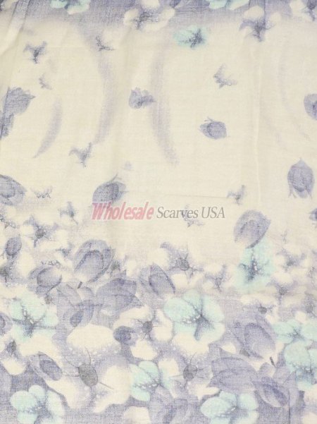 (image for) Premium Wool Blend Print Wrap S0170 Blue