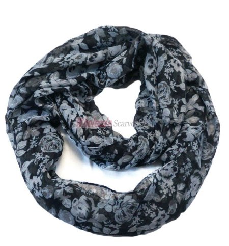(image for) Big rose Print scarf coffee