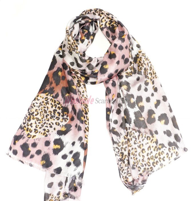 (image for) Premium Leopard Print Scarf Light Pink