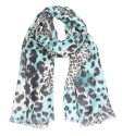 (image for) Premium Leopard Print Scarf Tiffany Blue