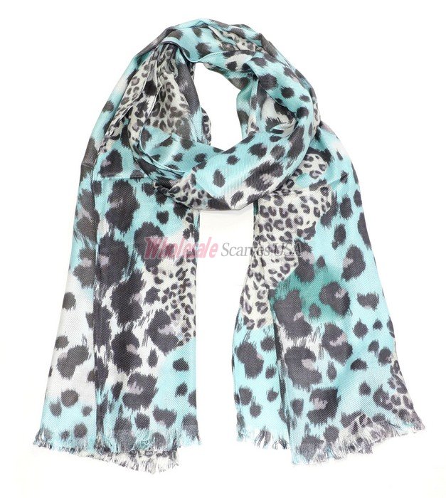 (image for) Premium Leopard Print Scarf Tiffany Blue