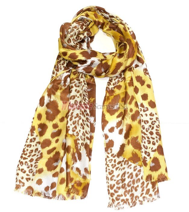 (image for) Premium Leopard Print Scarf Yellow