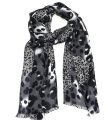 (image for) Premium Leopard Print Scarf Black