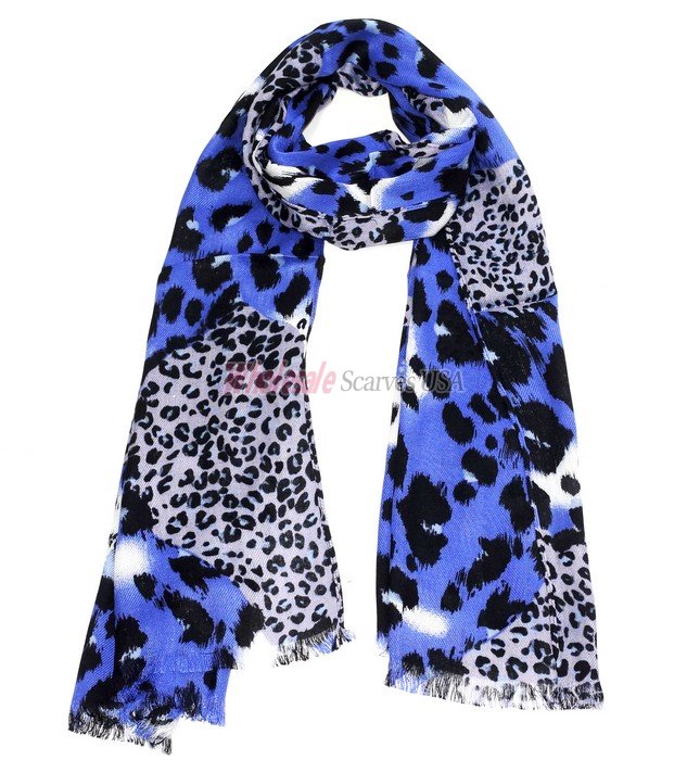 (image for) Premium Leopard Print Scarf Blue