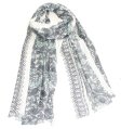 (image for) Premium Floral Print Scarf S0007 Light Grey