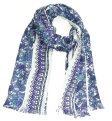 (image for) Premium Floral Print Scarf S0007 Purple