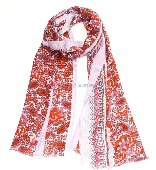 (image for) Premium Floral Print Scarf S0007 Red