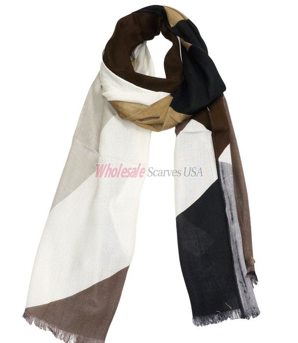 (image for) Premium Strip Print Scarf S0011 Brown