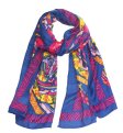 (image for) Premium Pattern Print Scarf Blue