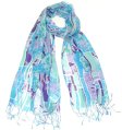 (image for) Premium Floral Print Scarf Light Blue