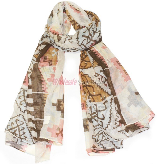 (image for) Premium Pattern Print Shawl Brown