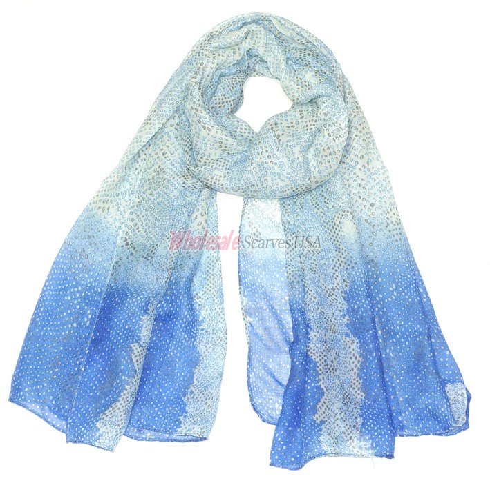 (image for) Premium Pattern Print Shawl Blue