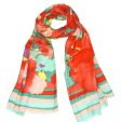 (image for) Premium Floral Print Scarf Red