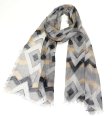 (image for) Premium Strip Print Scarf S0034 Grey