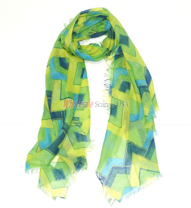 (image for) Premium Strip Print Scarf S0034 Green
