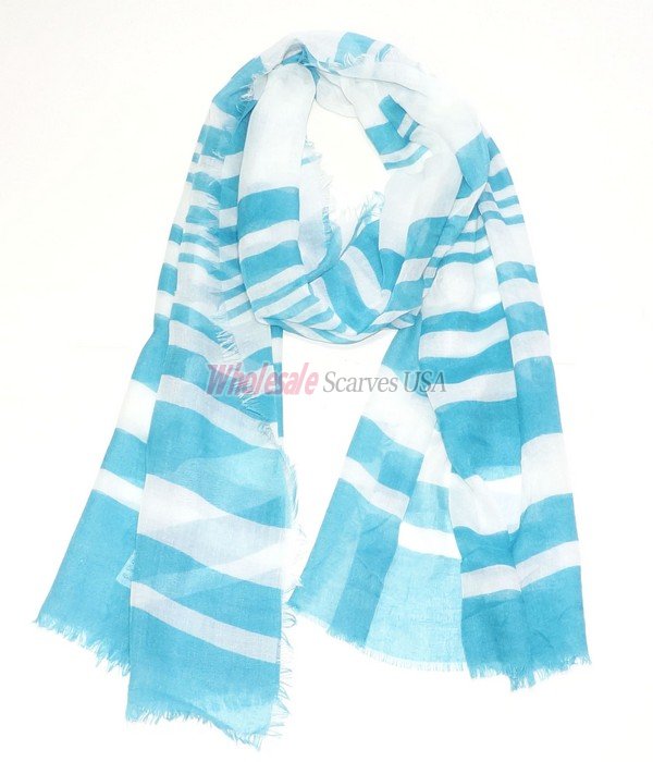 (image for) Premium Strip Print Scarf S0036 Blue