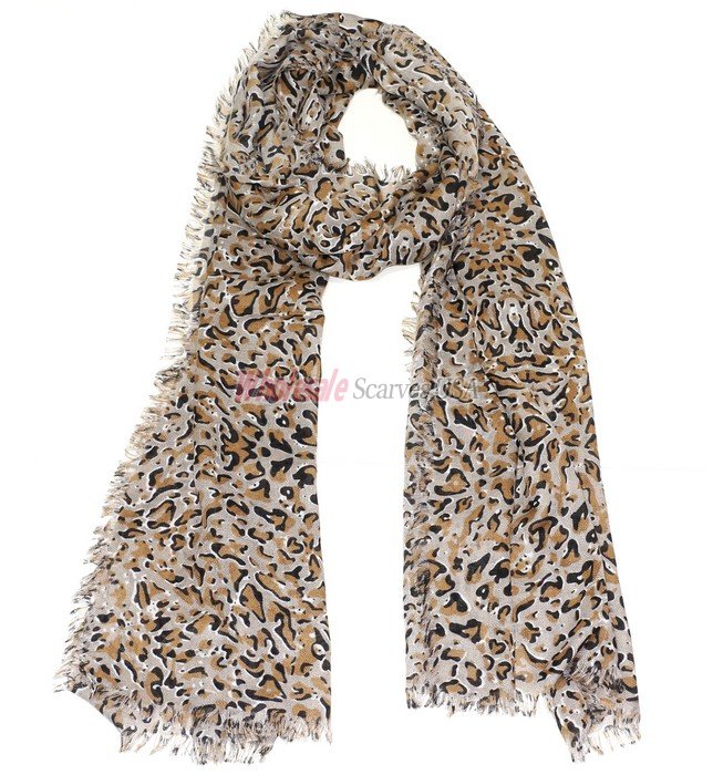 (image for) Premium Animal Print Scarf Brown