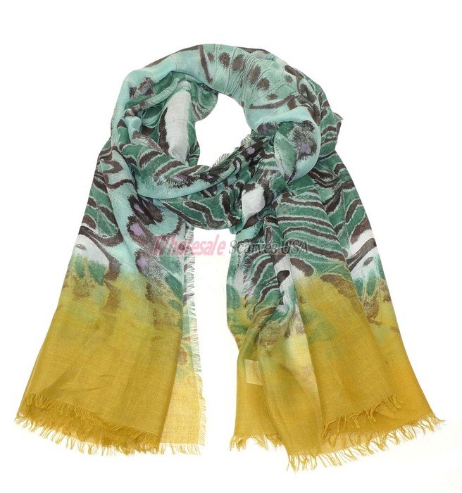 (image for) Premium Pattern Print Scarf S0043 Green