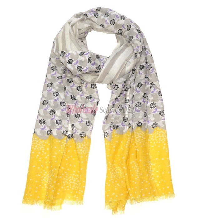 (image for) Premium Modal Print Scarf S0046 Grey