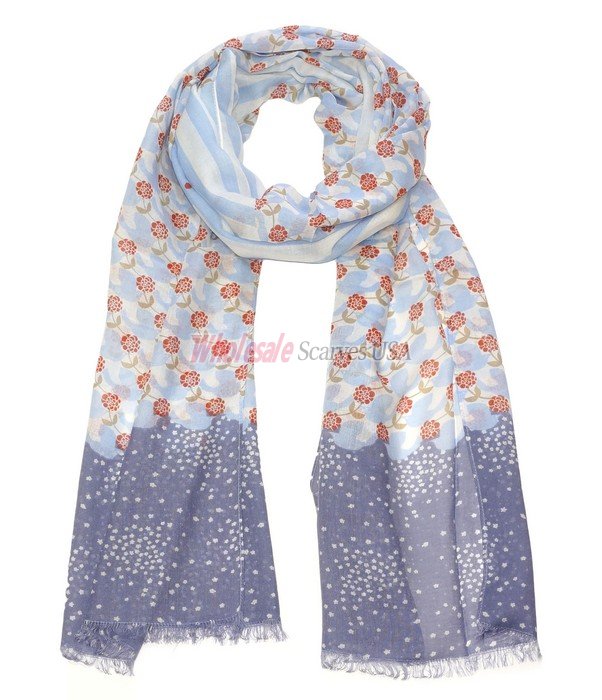 (image for) Premium Modal Print Scarf S0046 Blue
