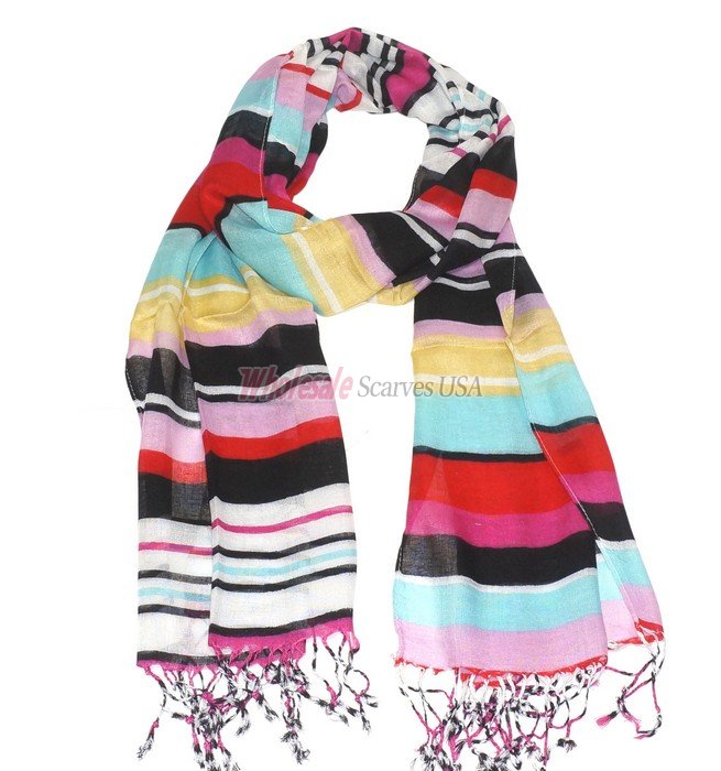 (image for) Premium Strip Print Scarf S0053 Mix Color