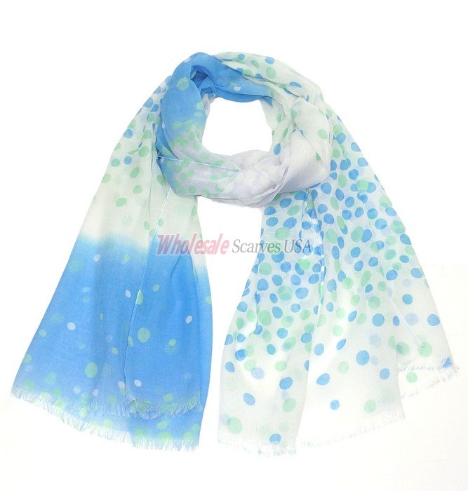 (image for) Premium Dot Print Scarf S0059 Blue