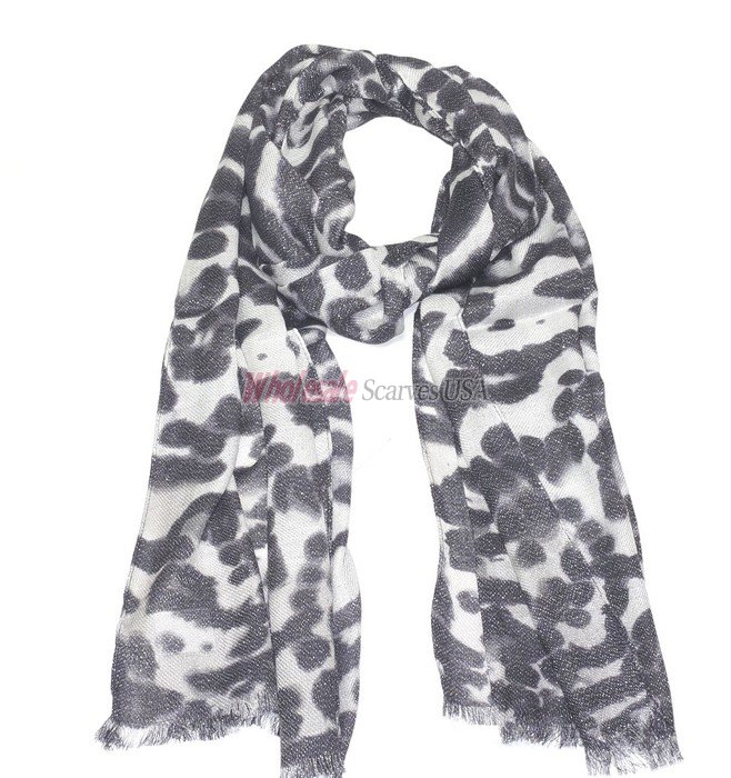 (image for) Premium Pattern Print Scarf S0064 Grey