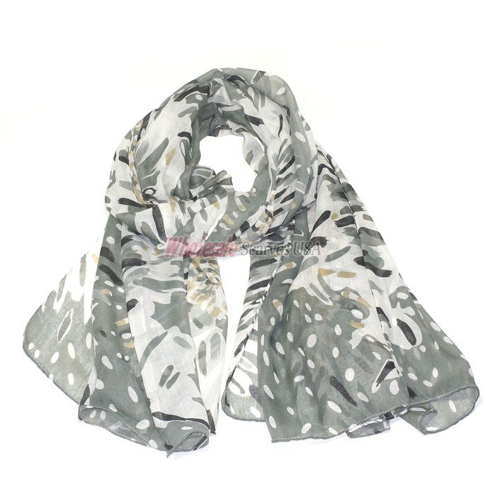 (image for) Premium Pattern Print Scarf S0065 Grey