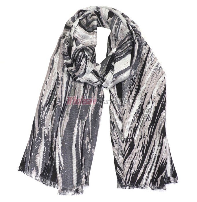 (image for) Premium Pattern Print Scarf S0076 Black