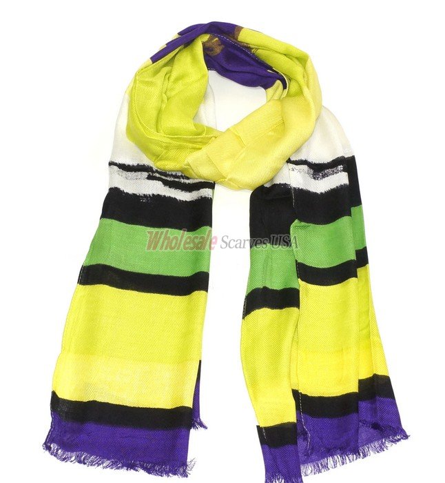 (image for) Premium Strip Print Scarf S0079 Yellow