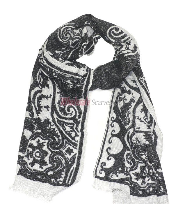 (image for) Premium Pattern Print Scarf S0080 Black