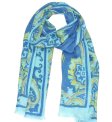 (image for) Premium Pattern Print Scarf S0080 Blue