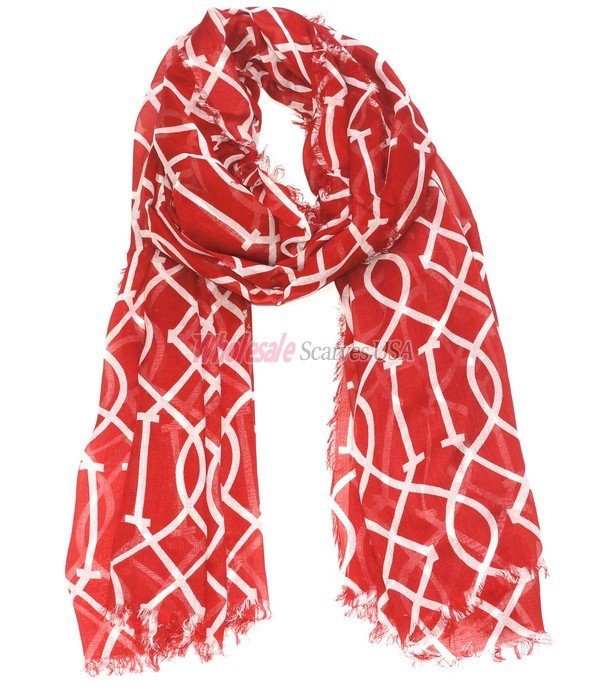 (image for) Premium Modal Print Shawl S0083 Red