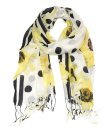 (image for) Premium Flower Dot Print Scarf S0084 Yellow