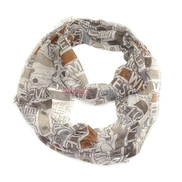(image for) Premium Infinity Print Scarf S0088 Brown