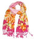 (image for) Premium Floral Print Scarf S0098 Hot Pink