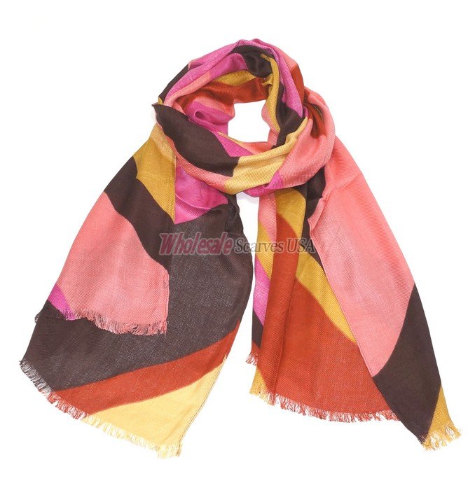 (image for) Premium Strip Print Scarf S0099 Pink