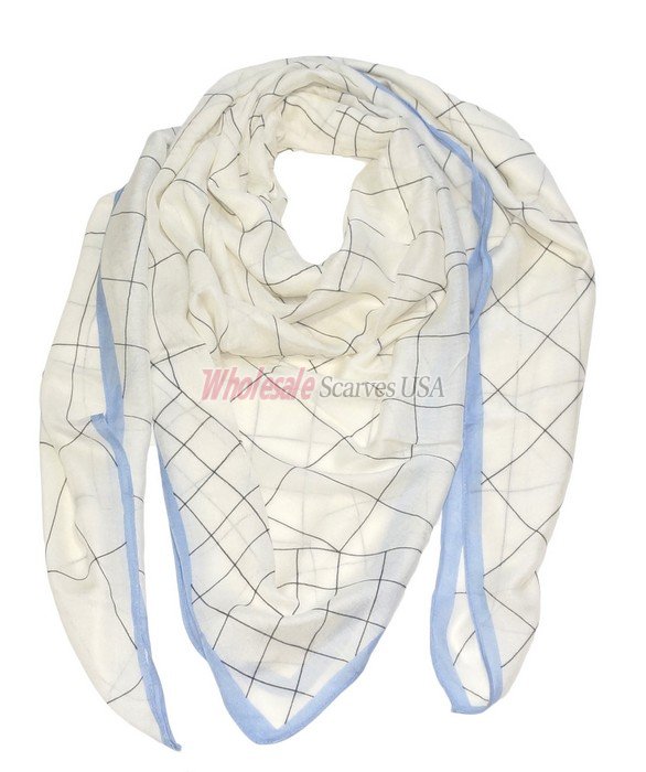 (image for) Premium Square Print Scarf S0104 Blue